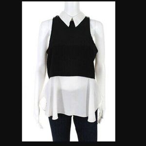 ELIZABETH & JAMES Silk Collared Sleeveless Blouse